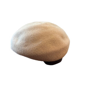 Vintage Women's Doe Skin Beige Wool Beret Hat One Size